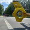 Wypadek motocyklistki na DW463 na wysokości skrzyżowania miejscowości Staniszcze Małe i Myślina. LPR zabrał poszkodowaną do szpitala.