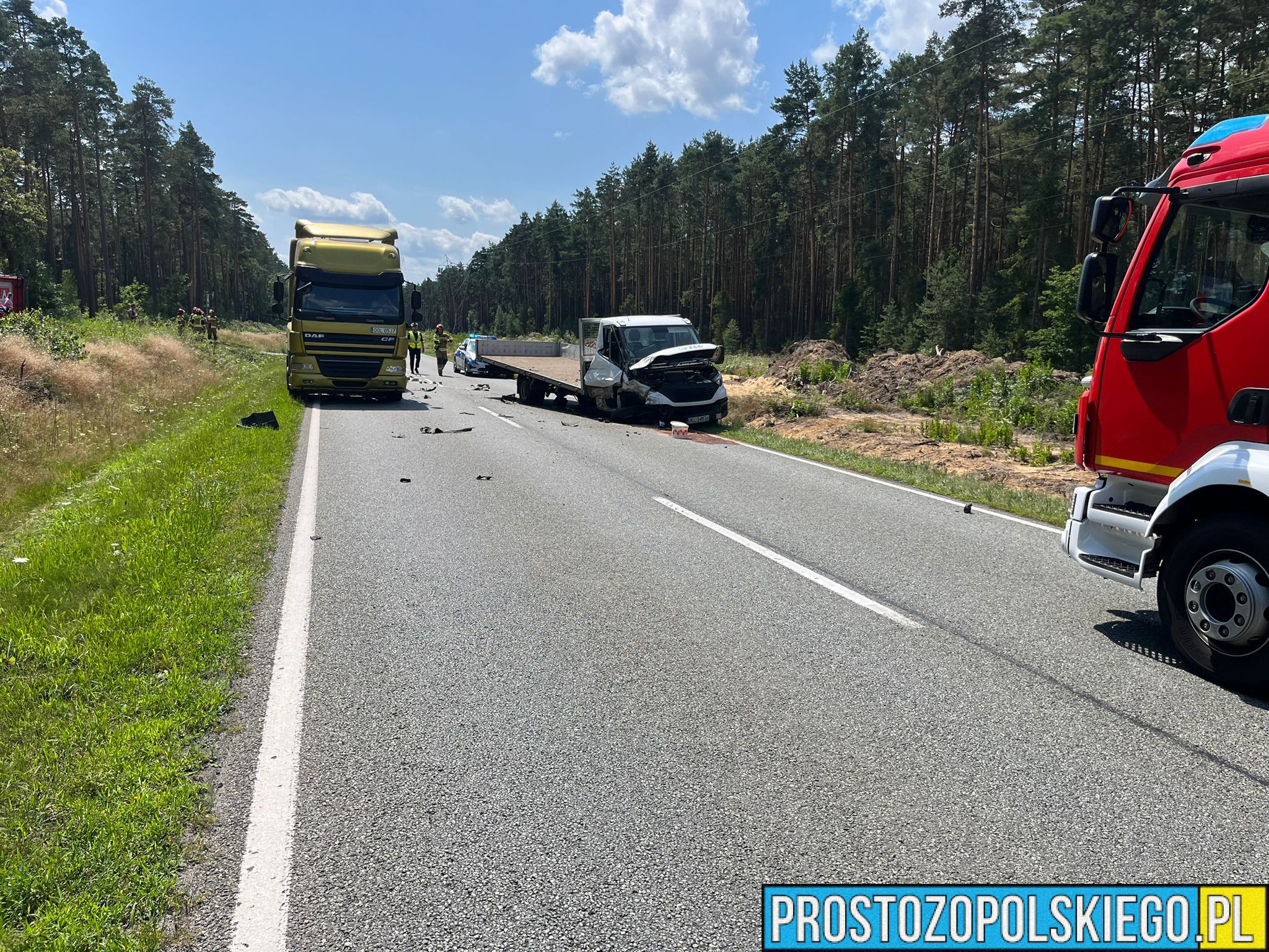 W poniedziałek 15 lipca o godzinie 12:10 służby ratunkowe zostały zadysponowane do wypadku drogowego na DK45 na trasie Opole - Kluczbork 