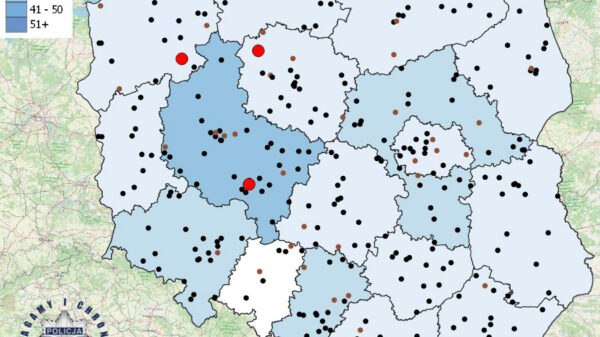 Policyjna mapa wypadków drogowych ze skutkiem śmiertelnym – Wakacje 2024.