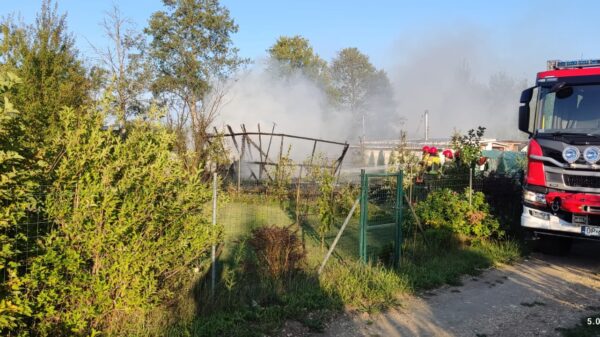 Pożar altanki na ul. Częstochowskiej w Opolu. Poparzony mężczyzna został zabrany do szpitala.(Zdjecia&Wideo)