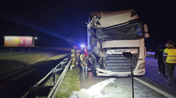 Zderzenie dwóch ciężarówek na opolskim odcinku autostrady A4. (Zdjęcia)