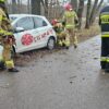 Dostawca jedzenia na wynos stracił panowanie nad pojazdem i uderzył w drzewo . Z obrażeniami ciała trafił do szpitala.(Zdjęcia)