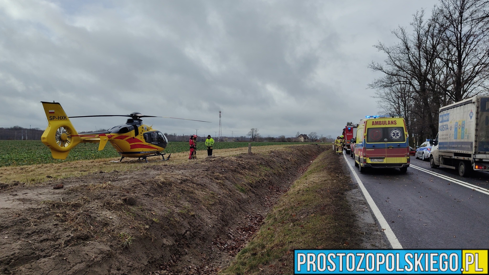 Zderzenie dwóch aut na DK11 w miejscowości Kostów