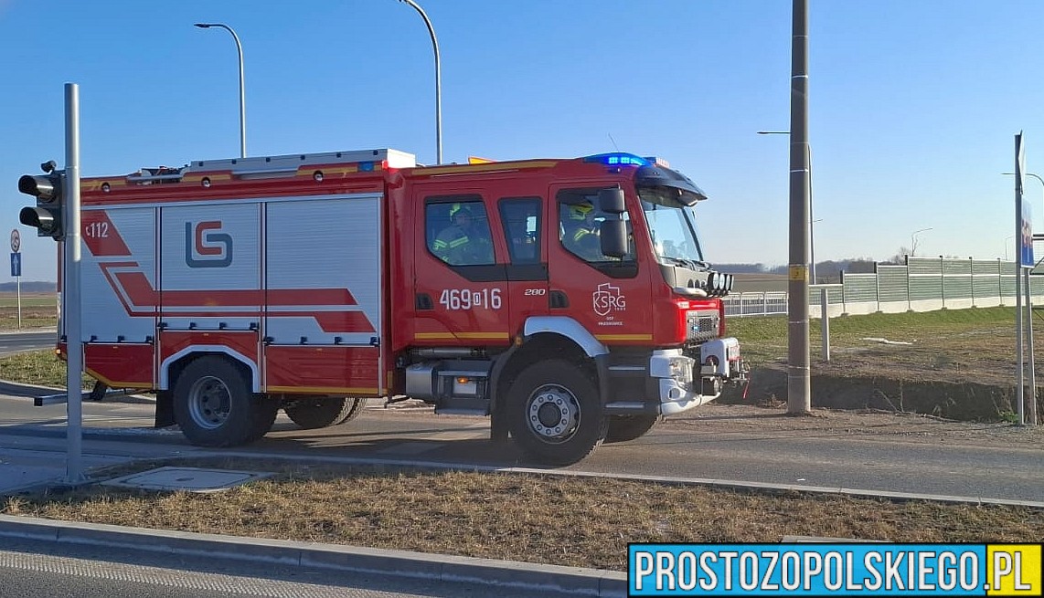 Policyjny pościg zakończył się na DK46 w Pakosławicach. Kierujący autem wjechał w sygnalizator świetlny i w kajdankach trafił do radiowozu