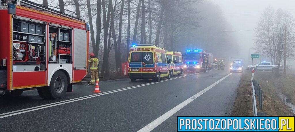 Wypadek Tułowice Małe. Czołowe zderzenie dwóch aut. Jedna osoba zabrana do szpitala (Zdjęcia)