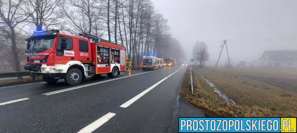 Wypadek Tułowice Małe. Czołowe zderzenie dwóch aut. Jedna osoba zabrana do szpitala (Zdjęcia)