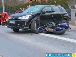 wypadek na motorze, wypadek motocyklisty, 5000 zł kary, ogromna kara dla motocyklisty, ogromny mandat dla motocyklisty, motocyklista winny wypadku, wyprzedzał na podwójnej ciągłej, motor wypadek motor opole oświęcimska, 