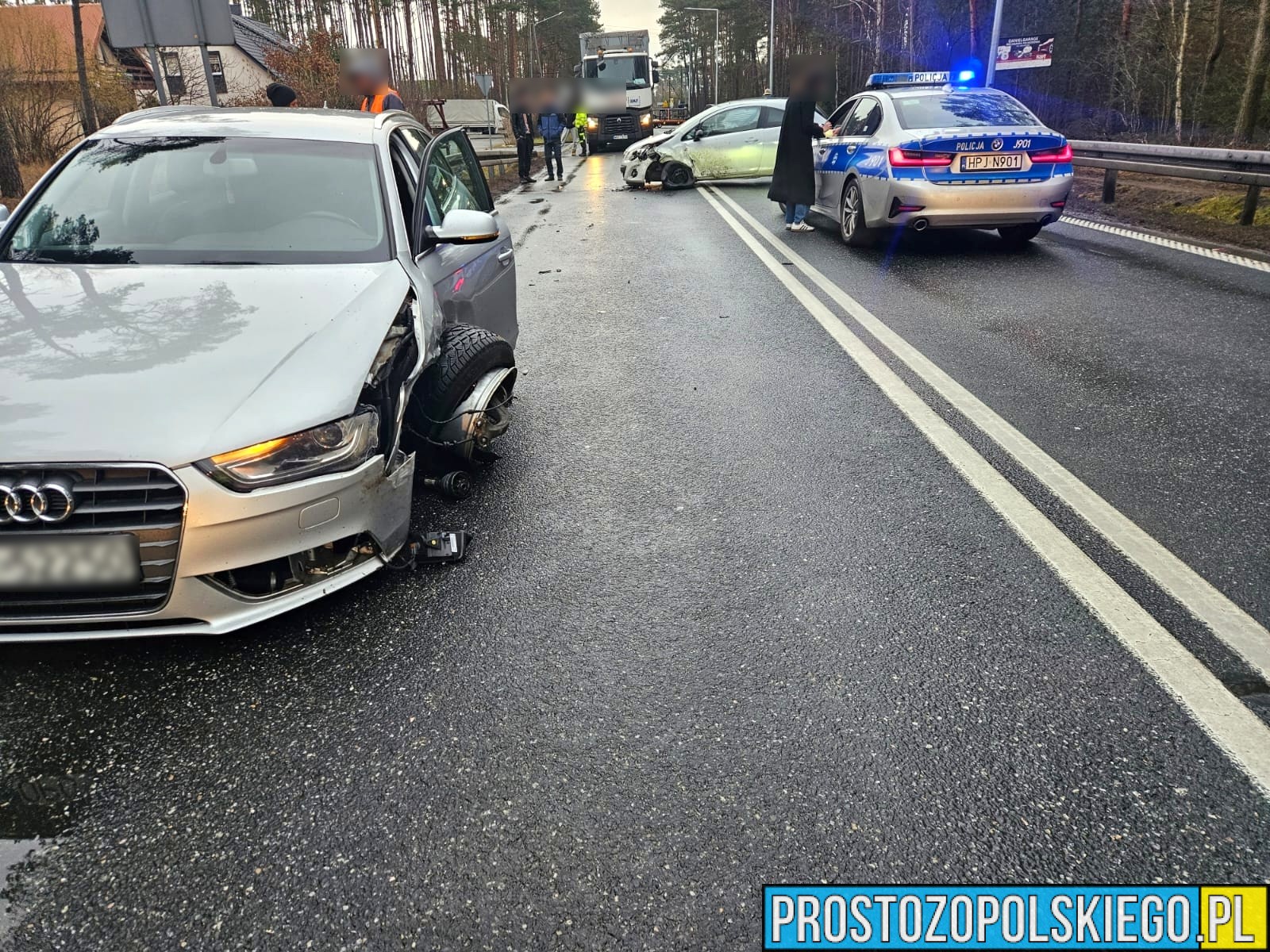 Kolejne niebezpieczne zdarzenie w Grodźcu na DK46 koło Ozimka (Zdjęcia)